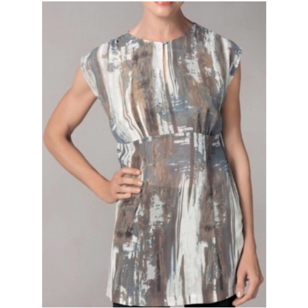 CAbi #651 semi sheer watercolor tunic blouse size XS